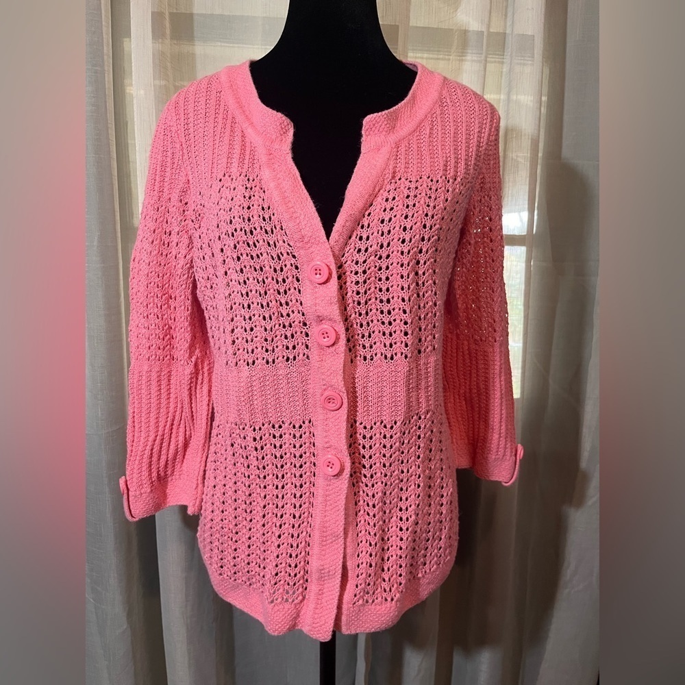 Pink Christopher & Banks Knitted Sweater Cardigan